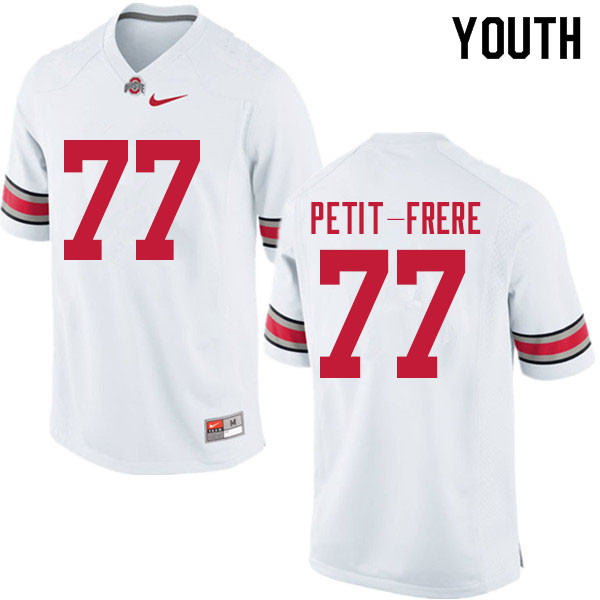 Ohio State Buckeyes Nicholas Petit-Frere Youth #77 White Authentic Stitched College Football Jersey
